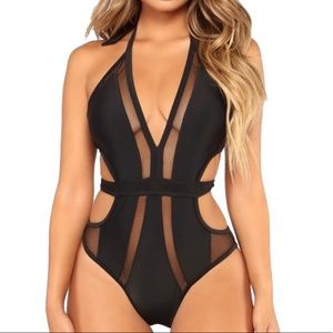 Fashion Nova / Yira Black Mesh One Piece Swimsuit